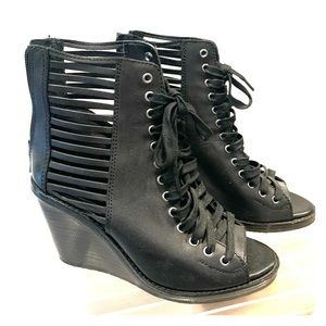 Black wedge bootie